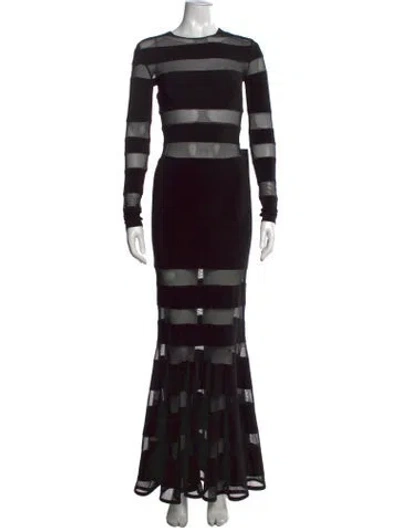 Pre-owned Norma Kamali Striped Long Dress W/ Tags In Black