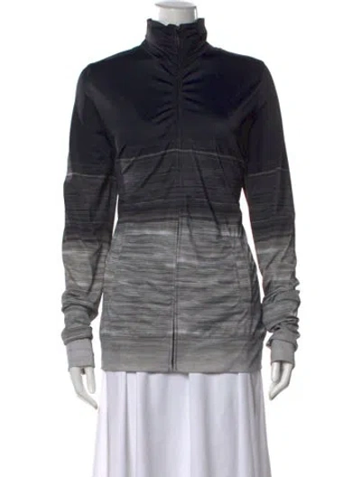 Pre-owned Norma Kamali Striped Long Sleeve Top In Black