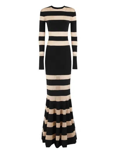 Norma Kamali Spliced Dress Fishtail Gown In Black