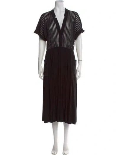 Pre-owned Norma Kamali Striped Midi Length Dress In Black