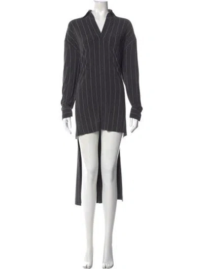 Pre-owned Norma Kamali Striped Midi Length Dress W/ Tags In Gray