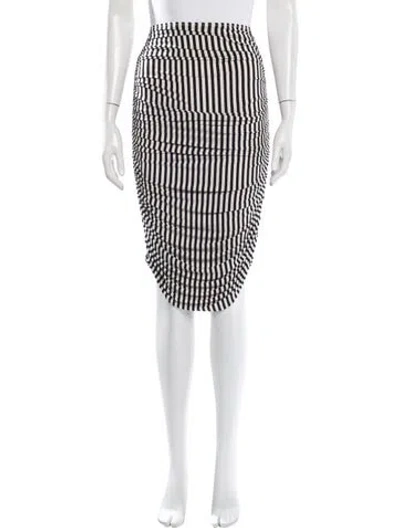 Pre-owned Norma Kamali Striped Midi Length Skirt W/ Tags In Black
