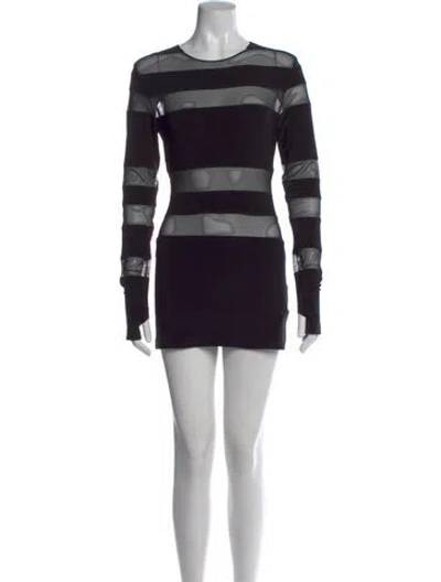 Pre-owned Norma Kamali Striped Mini Dress W/ Tags In Black