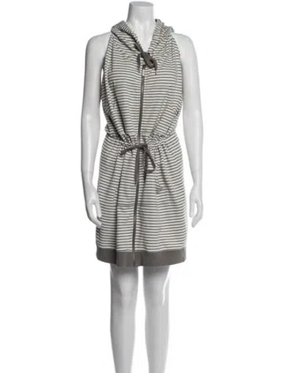 Pre-owned Norma Kamali Striped Mini Dress In White