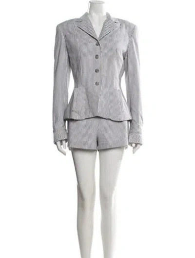 Pre-owned Norma Kamali Striped Short Set In Blue