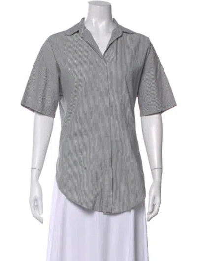 Pre-owned Norma Kamali Striped Short Sleeve Top In Gray