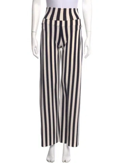Pre-owned Norma Kamali Striped Skinny Leg Pants In Black