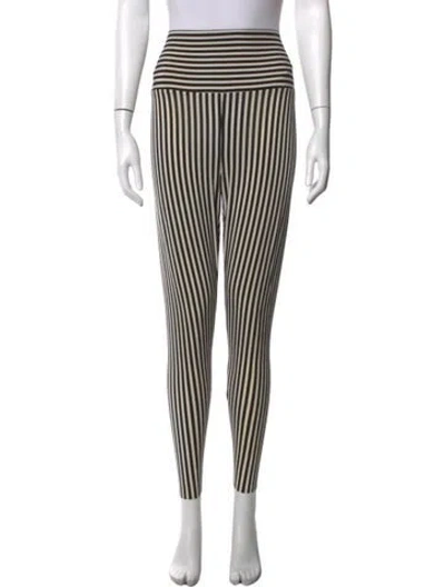 Pre-owned Norma Kamali Striped Skinny Leg Pants In Black