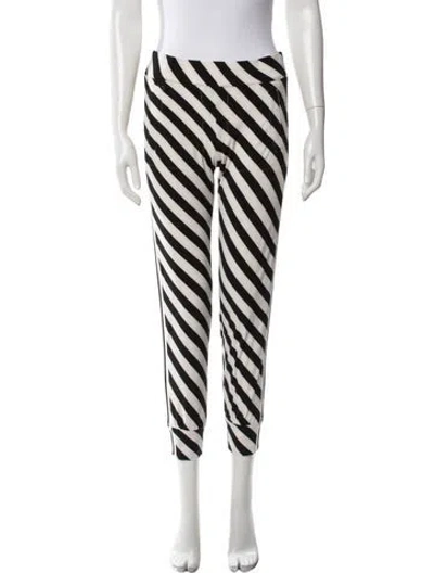 Pre-owned Norma Kamali Striped Straight Leg Pants In Black