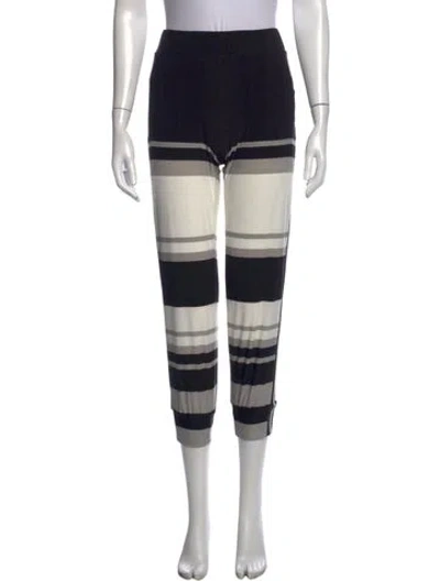 Pre-owned Norma Kamali Striped Straight Leg Pants In Black