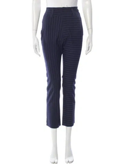 Pre-owned Norma Kamali Striped Straight Leg Pants In Blue