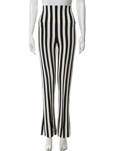 Pre-owned Norma Kamali Striped Straight Leg Pants In White