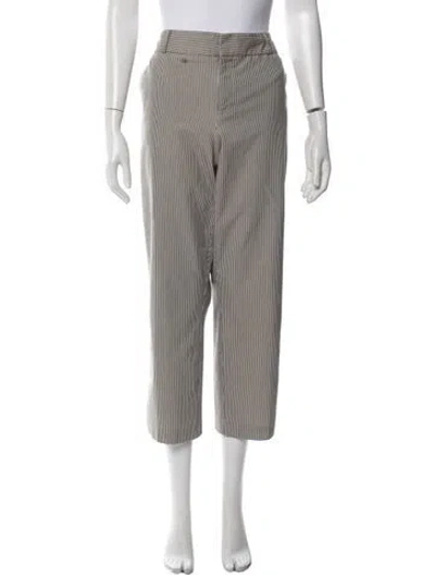 Pre-owned Norma Kamali Striped Straight Leg Pants In White