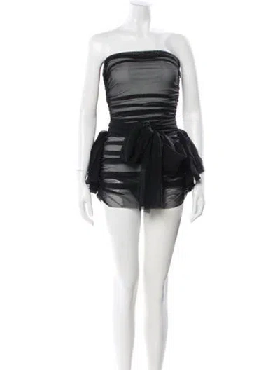 Pre-owned Norma Kamali Striped Strapless Top In Gray