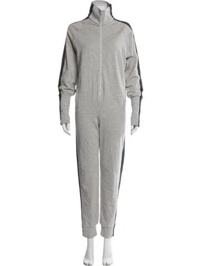 Pre-owned Norma Kamali Striped Turtleneck Jumpsuit In Gray