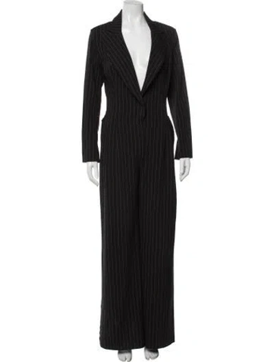 Pre-owned Norma Kamali Striped V-neck Jumpsuit In Black
