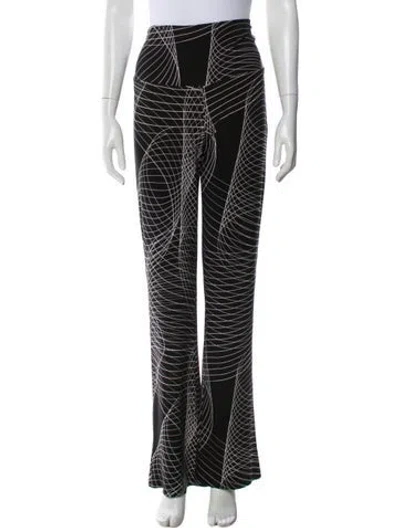 Pre-owned Norma Kamali Striped Wide Leg Pants In Black