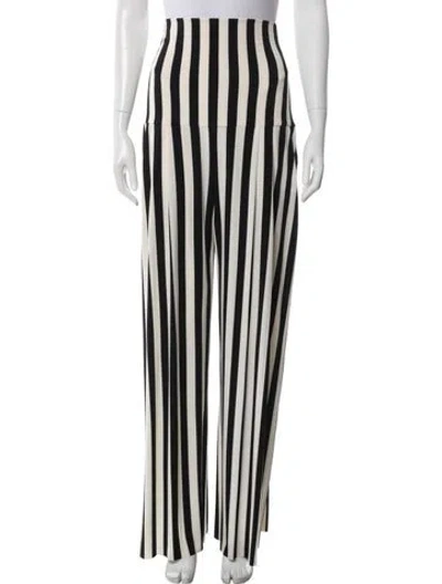 Pre-owned Norma Kamali Striped Wide Leg Pants In Black