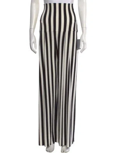 Pre-owned Norma Kamali Striped Wide Leg Pants In Black