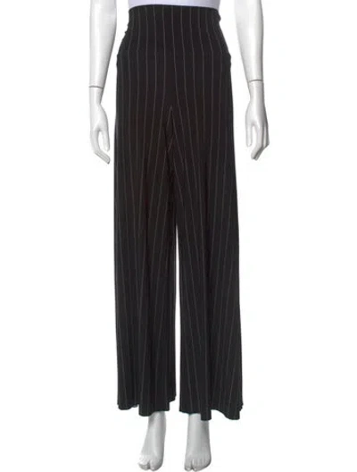 Pre-owned Norma Kamali Striped Wide Leg Pants In Black