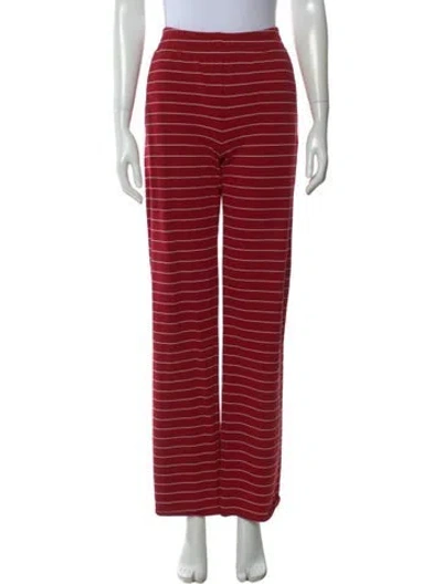 Pre-owned Norma Kamali Striped Wide Leg Pants In Red