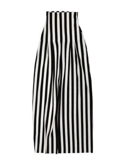 Pre-owned Norma Kamali Striped Wide Leg Pants W/ Tags In Black