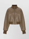 Norma Kamali Stylish Short Jacket High Collar In Brown