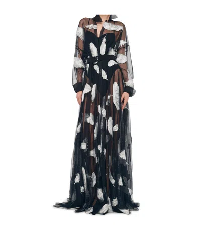 Norma Kamali Super Os Bf Nk Shirt Flared Gown In Black