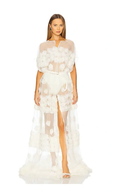 Norma Kamali Super Os Sleeveless Bf Flared Gown In 奶油色