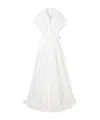 Norma Kamali Super Oversized Sleeveless Boyfriend Shirt Flared Gown In White