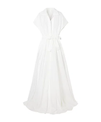Norma Kamali Super Os Sleeveless Bf Nk Shirt Flared Gown In White