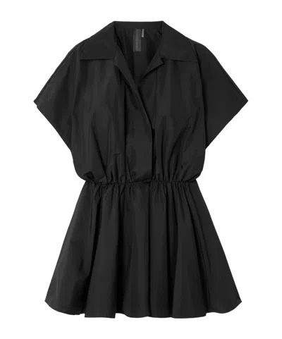 Norma Kamali Super Os Sleeveless Bf Nk Shirt Flared Mini Dress In Black