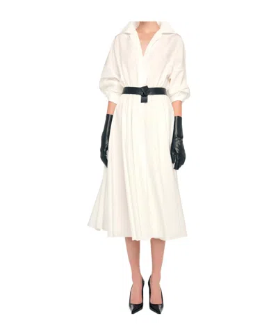 Norma Kamali Super Oversized Bf Nk Shirt Flared Dress In White