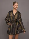 Norma Kamali Super Oversized Boyfriend Shirt Flared Mini Dress In Python