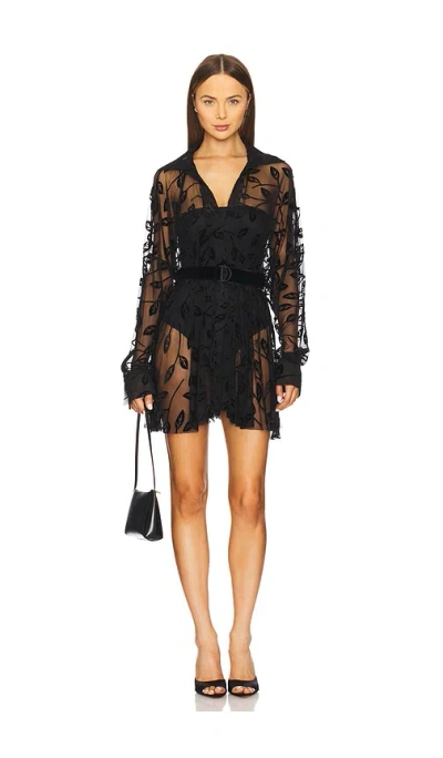 Norma Kamali Super Oversized Bf Shirt Mini Dress In Black