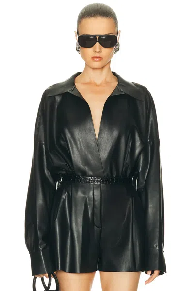 Norma Kamali Super Oversized Boyfriend Bodysuit In Black