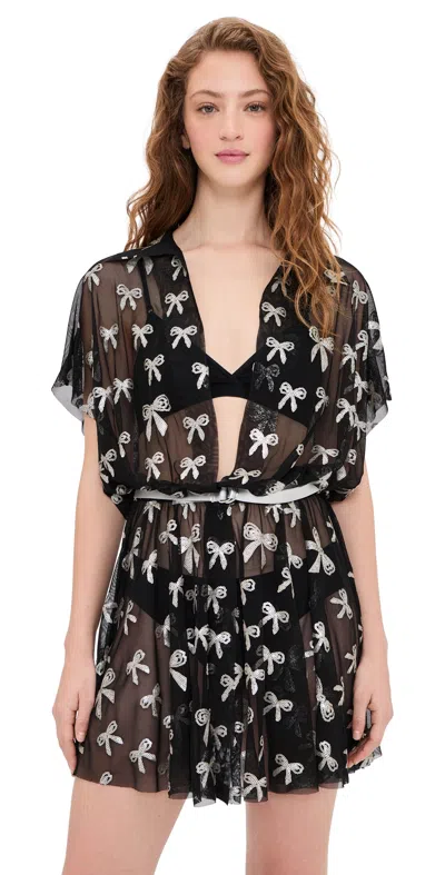 Norma Kamali Super Oversized Boyfriend Mini Dress Black/silver