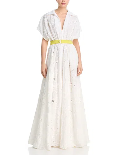 Norma Kamali Super Oversized Boyfriend Neck Shirt Flared Gown In White