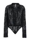 Norma Kamali Super Oversized Boyfriend Nk Shirt Bodysuit In Black