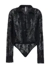 Norma Kamali Super Oversized Boyfriend Nk Shirt Bodysuit In Black
