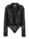 Norma Kamali Super Oversized Boyfriend Nk Shirt Bodysuit In Black