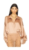 Norma Kamali Super Oversized Boyfriend Nk Shirt Bodysuit In Cappuccino