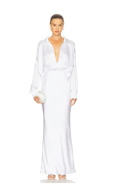 Norma Kamali Super Oversized Boyfriend Nk Shirt Gown In White