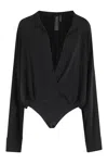 Norma Kamali Black Oversized Blouse With Ruffles And Fixed Hood In Tech Fabric Woman In Black