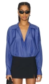 NORMA KAMALI SUPER OVERSIZED BOYFRIEND SHIRT BODYSUIT