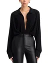 Norma Kamali Super Oversized Boyfriend Shirt Bodysuit In Black