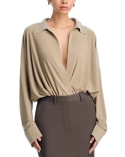 NORMA KAMALI SUPER OVERSIZED BOYFRIEND SHIRT BODYSUIT