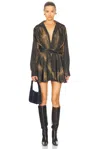 Norma Kamali Brown Snake Print Oversized Mini Dress In Python