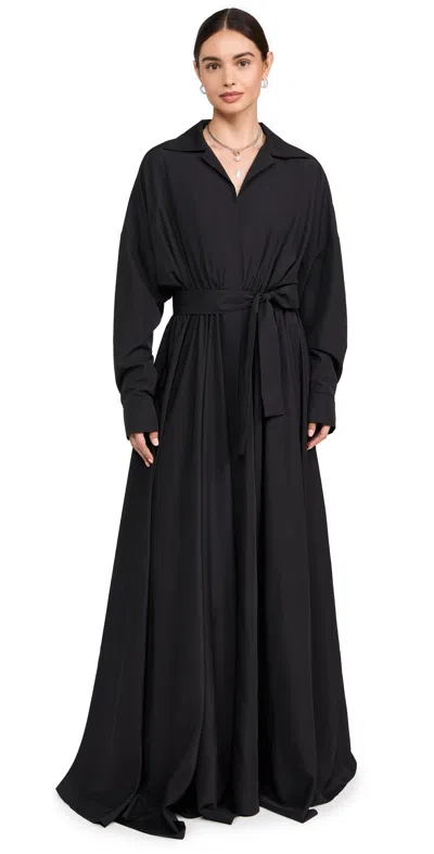 Norma Kamali Super Oversized Flared Boyfriend Neck Shirt Dress Black In Schwarz