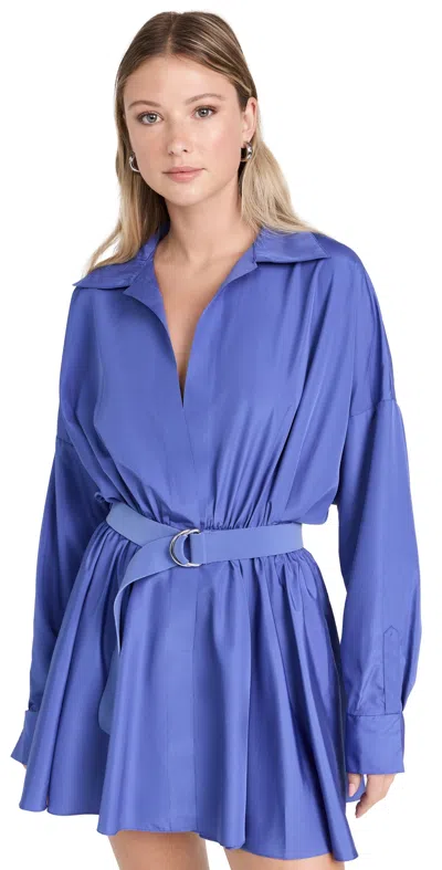 Norma Kamali Super Oversized Flared Mini Dress Military Blue